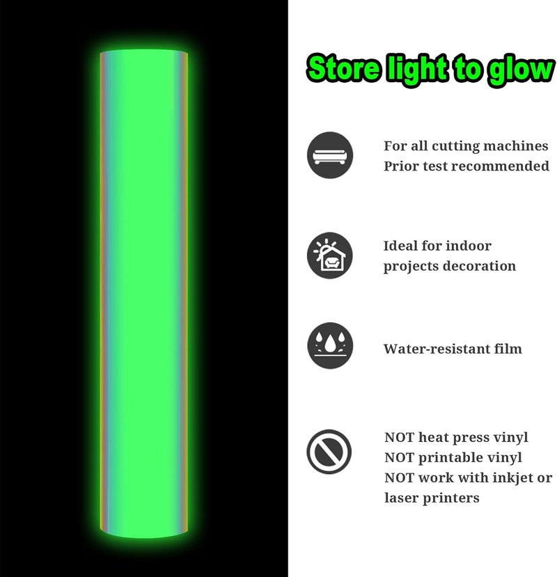 TECKWRAP فينيل مضيء في الظلام، فينيل كروم دائم، أبيض أوبال إلى أخضر، 1 قدم × 5 أقدام لآلة قطع الحرف، ملصقات، ألبومات، كتابة DIY، زينة - Image 3